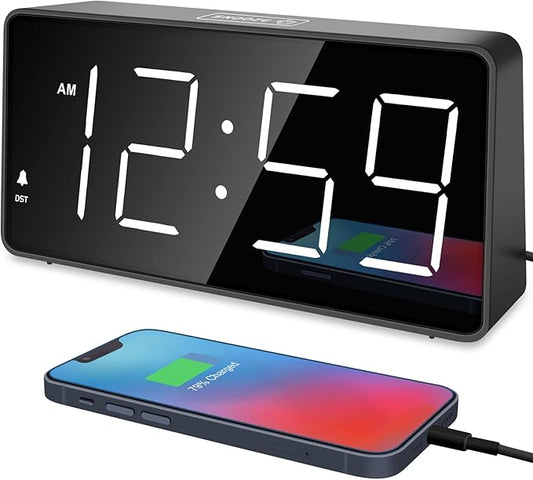 Peakeep Digital Alarm Clock for Bedroom Bedside, Loud Alarm Clock for Heavy