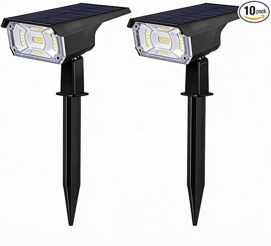 LEREKAM Solar Spot Lights with USB & Solar Charging, 40 LEDs IP65 Waterproof Landscape Lighting, Dark Sensing Auto On/Off Wall Mount or Ground Stake, 3 Brightness Modes for Yard Patio Pathway