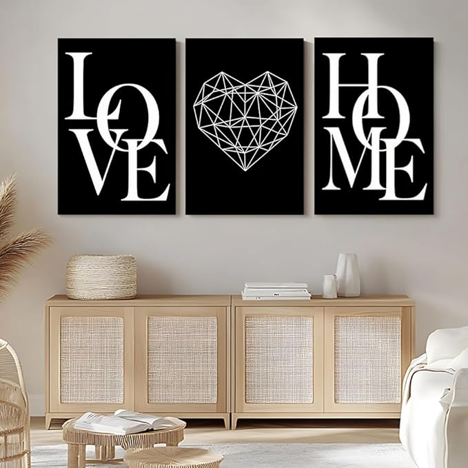 GUBIYU Love Home Wall Decor Black and White Farmhouse Modern Art