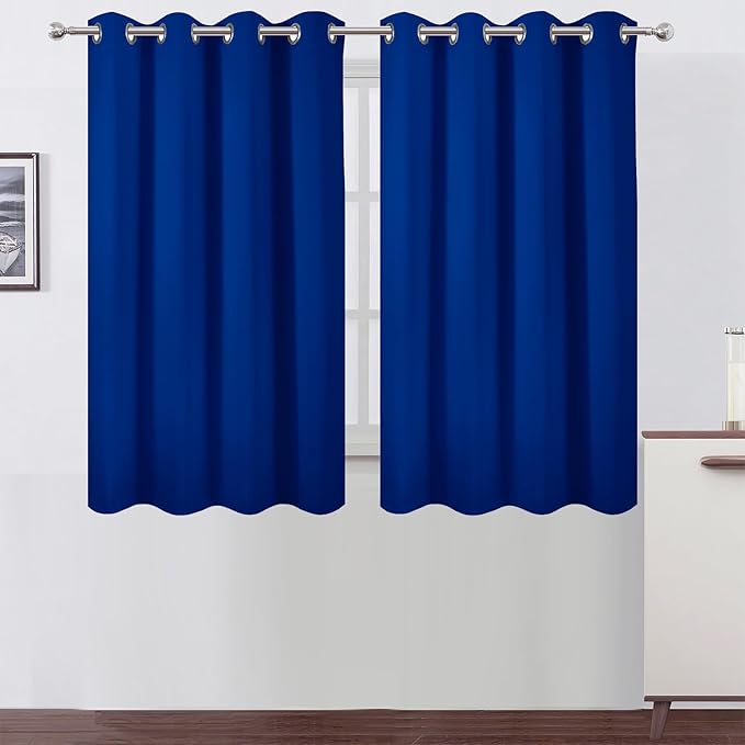 LEMOMO Royal Blue Thermal Blackout Curtains/52 x 54 Inch/Set of 2 Panels Room