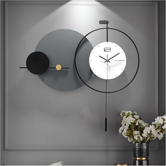 Large Modern Wall Clock for Living Room, Decorative Silent Battery Operated