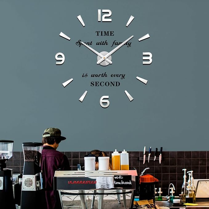 VANGOLD Large 3D Wall Clock DIY Wall Decoration Clock