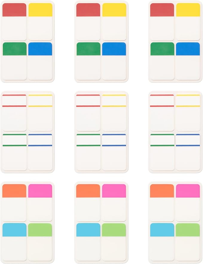 KICNIC Sticky Tabs 1 Inch, 720pcs Book Tabs, Colored Page Markers Self Adhesive, Repositionable Note Tabs for Documents, Books, Paper, Notebooks, Filing and Folders [36 Sets, 10 Colors]