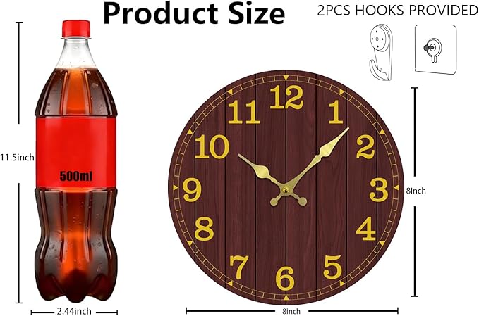 Wall Clock, Modern Wall Clocks Battery Operated, Silent Non Ticking Rustic