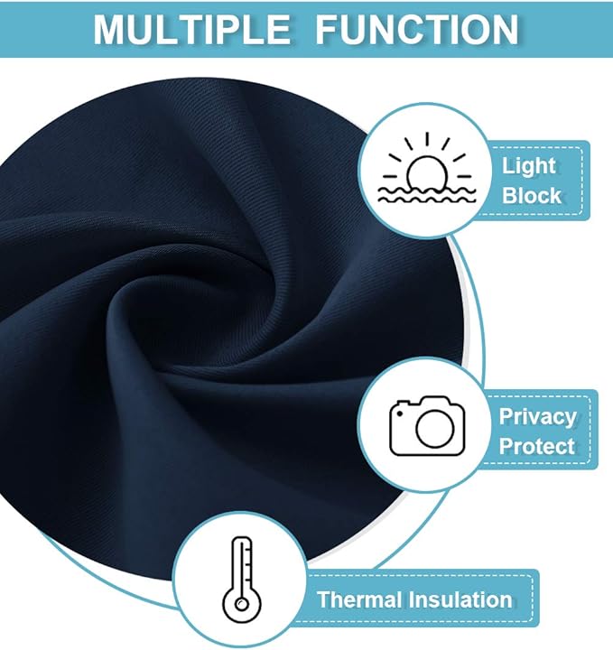 RYB HOME Blackout Kitchen Curtains, Thermal Insulated Back Tabs Window Curtain