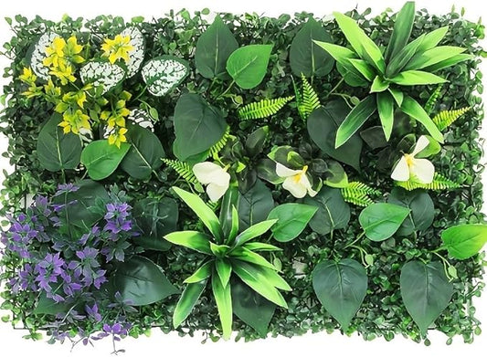 Artificial Mixed Botanical Plant Wall Panel, 24x16 in UV-Protected Faux