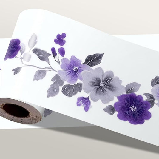 Purple Floral Wallpaper Border 196x4 Inch Peel and Stick Wall Border Self