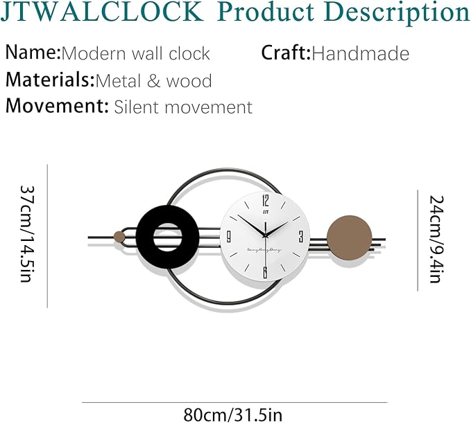 Decorative Wall Clocks for Living Room Decor, Large Modern Metal Wall Clocks