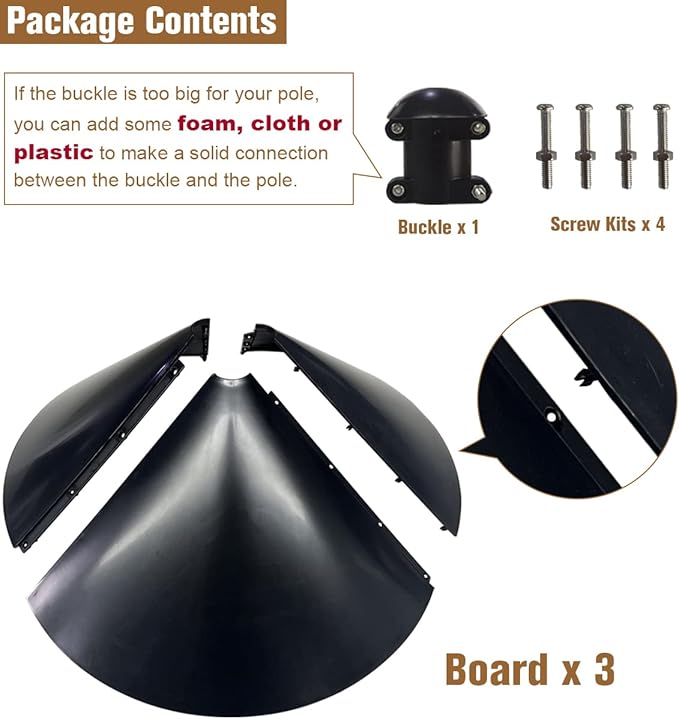Garbuildman Squirrel Baffle for Bird Feeder Pole, Outside Pole Mount Bird House Guard for Outdoor Shepherd’s Hook, 19 Inch Diameter, 1 Pack