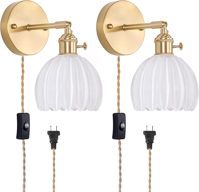 Shenmoyl Plug in Wall Sconce, 2 Pack