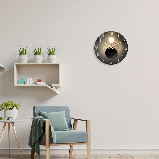 14 Inch Black and Gold Wall Clock