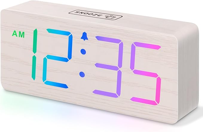 DreamSky Wooden Digital Clock for Bedroom Desk