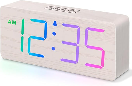 DreamSky Wooden Digital Clock for Bedroom Desk