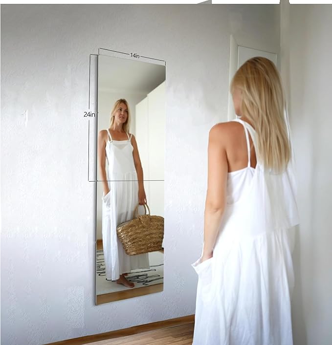 Unbreakable Full Length Wall Mirror, The Door Mirror, 2 Pack 24"x14", Acrylic