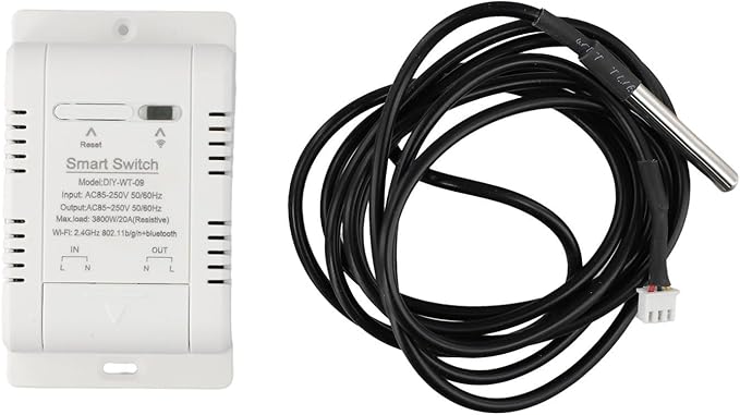 Temperature and Humidity Smart Switch for eWeLink - 20A Load Capacity (3800W), ABS Housing, -20Â°C to 80Â°C Operating Range, Scheduling & Data Logging (B)