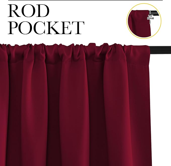 NICETOWN Blackout Curtains for Bedroom, Wine Red, 1 Pair, 42 by 45-inch