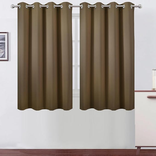 LEMOMO Brown Thermal Blackout Curtains/52 x 54 Inch/Set of 2 Panels Room