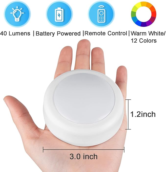 BLS LED Puck Lights with Remote Control, Wireless Under Cabinet & Closet