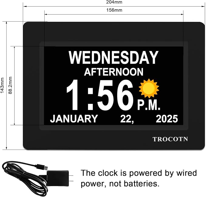 TROCOTN Dementia Clocks, Large Display Calendar Alarm Clock