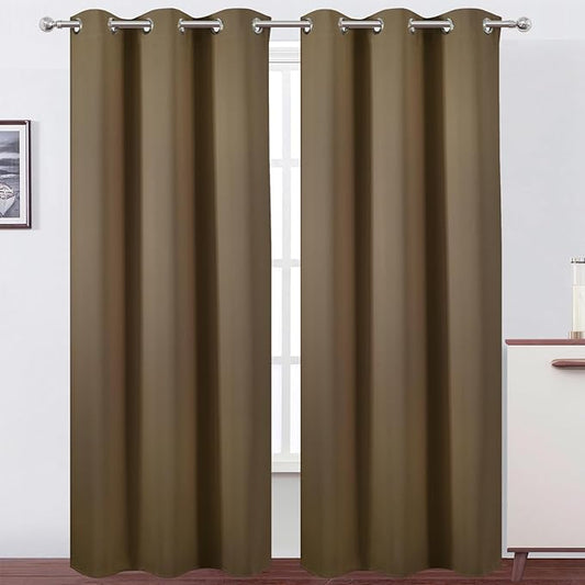 LEMOMO Brown Thermal Blackout Curtains/42 x 95 Inch/Set of 2 Panels Room