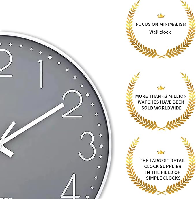 SIN&MI Wall Clock Silent & Non Ticking Modern Quartz Battery Operated Digital