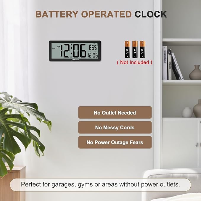 Soobest 8.5" Atomic Digital Wall Clock, Never Needs Setting, Auto Time Sync