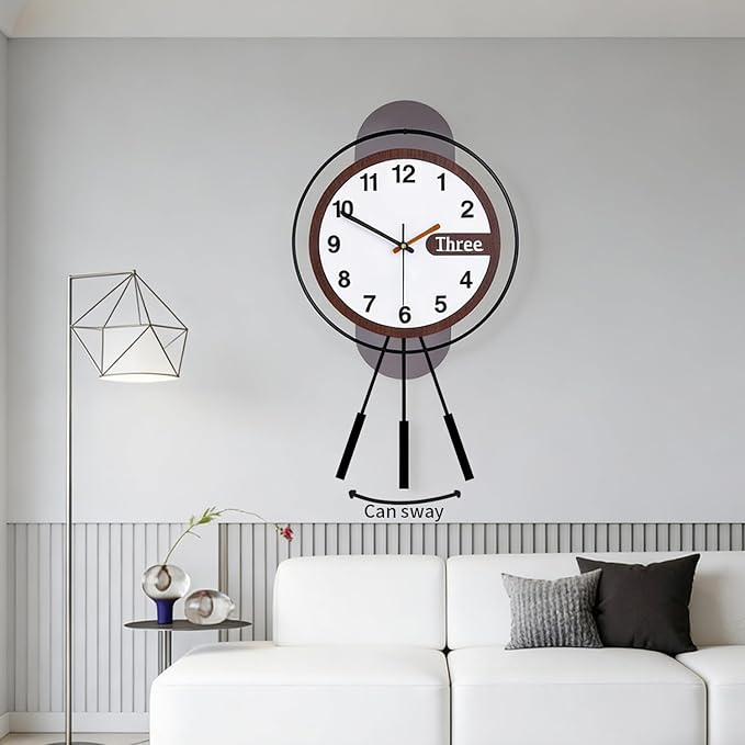 Dankeit Modern Wall Clock with Oak Wood Dial and Silent Movement, 12.6x22.8