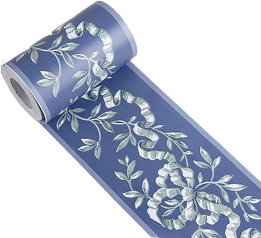 UPREDO Royal Blue Floral Wall Border Peel and Stick Ceiling Border Wallpaper