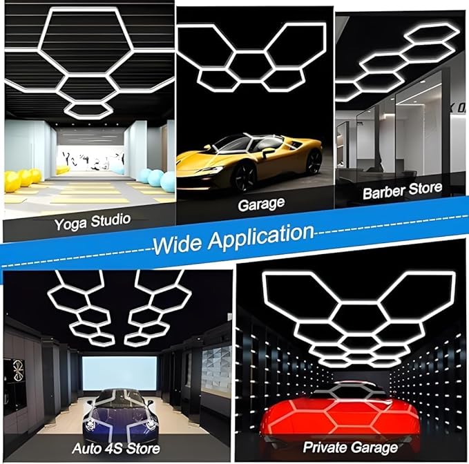 5-Hexagon LED Garage Light, 240W 24800LM Honeycomb Ceiling Light