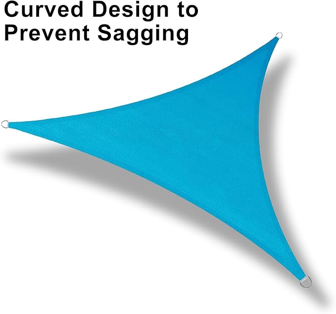 LOVE STORY 13' x 13' x 13' Triangle Sun Shade Sail Sunshade Sail UV Block for Patio Garden, Turquoise Blue