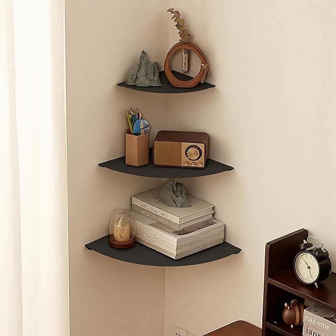 Corner Shelf Wall Mount, Floating Corner Shelves, Corner withs Wire Hole