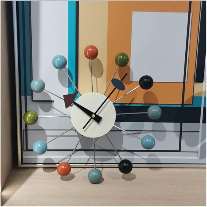Wood Ball Wall Clock Mid Century Modern Silent Non Ticking Battery Operated 13