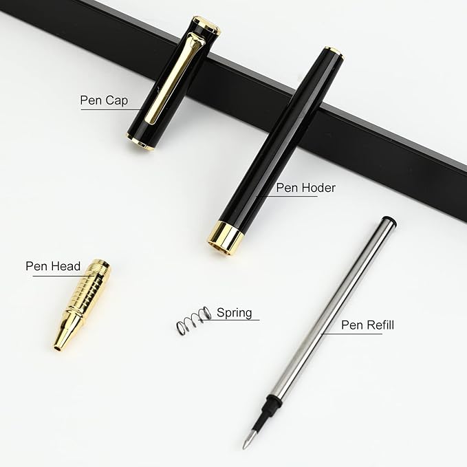 YIVONKA Luxury Ballpoint Pen Black Refill Line width 0.5mm,Best Office Pen Gift for Men & Women Professional Executive,Nice BallPens Classy Gift Box (Black)