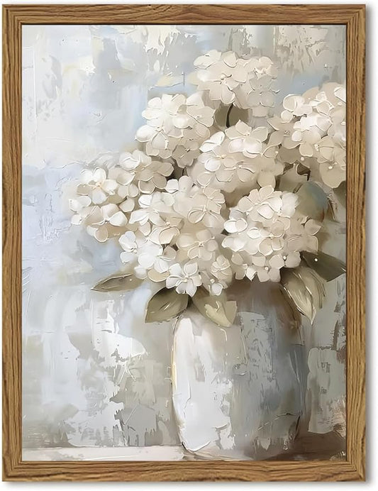Framed Vintage Canvas Wall Art, Flower Pictures Prints Aesthetic Home Decor