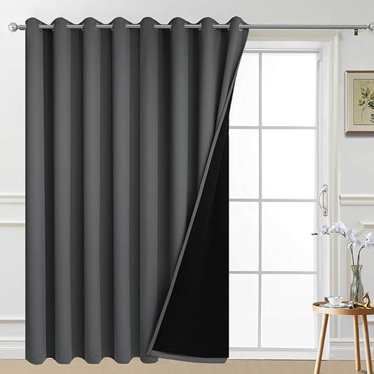 Yakamok Total Blackout Extra Wide Patio Sliding Door Curtains, Grommet Thermal