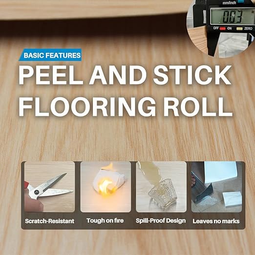 Wood Grain Peel and Stick Floor Tiles – 11.8” Width, Full Roll Length of 118" –