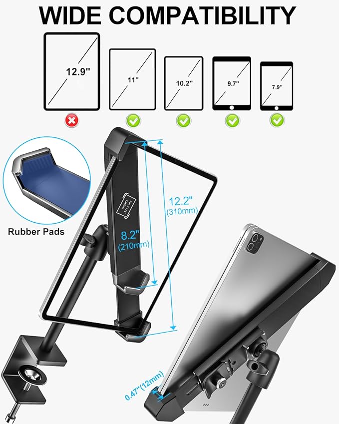 woleyi Anti-Theft Retail Kiosk Tablet Stand - [Dual Security Lock] 360° Swivel Locking iPad POS Stand Holder, for 7-11" iPad Pro/Air/Mini, Galaxy Tab, Surface, for Store Display Office Kitchen Desktop