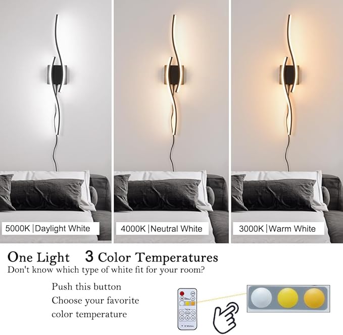 Plug in Wall Sconces Set of 2, Modern Plug in Sconce