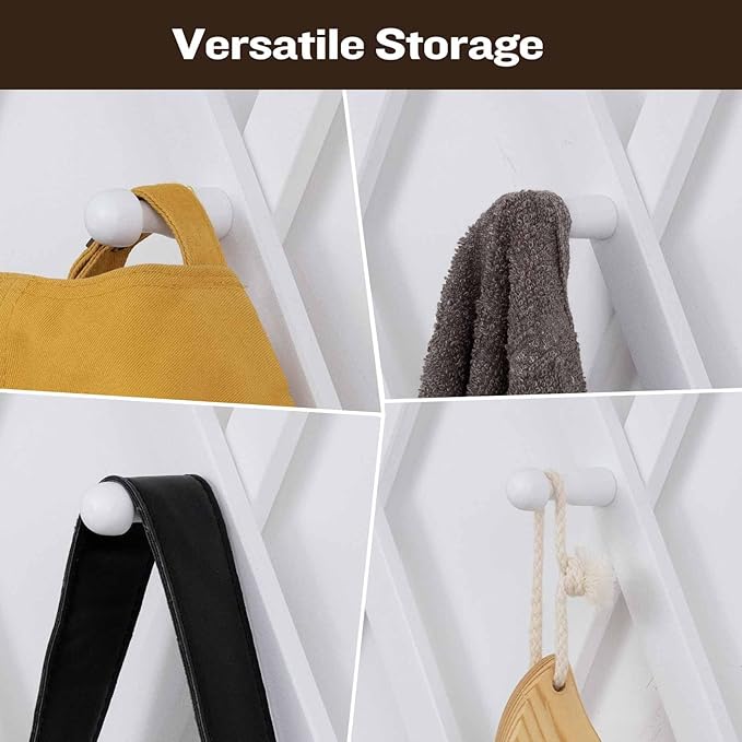 SCUNDA Wall Rack with 20 Hooks, Wooden Wall Expandable Coat Rack