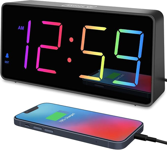 Peakeep Digital Alarm Clock for Bedroom Bedside, Extra Loud for Heavy Sleepers