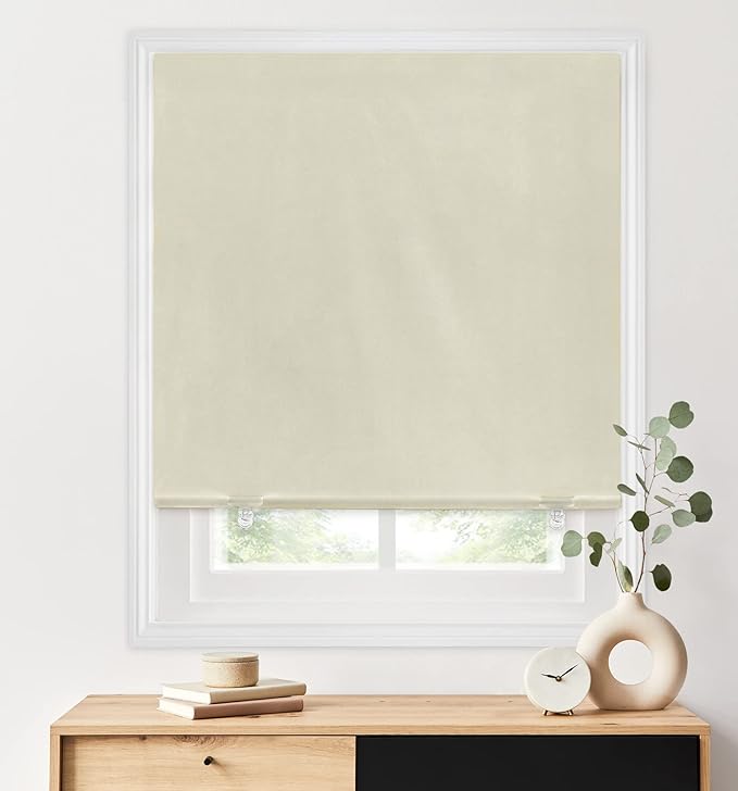 LazBlinds 100% Blackout Roller Shades, No Tools No Drill Cordless Blinds