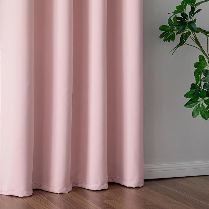 IGEMAEVE Blush Pink Curtains 84 Inch Length 2 Panels Set, Light Filtering
