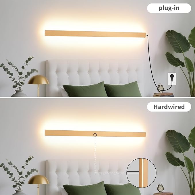 KELUOLY Modern Plug in Long Wall Sconce, 20W Warm White 3000K Acrylic Indoor
