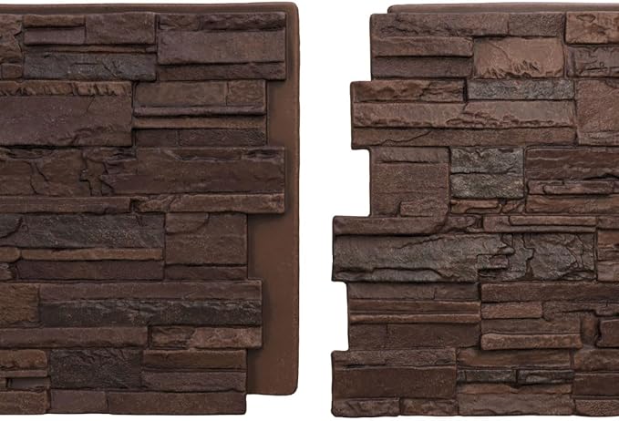 EverStone Cascade Faux Stone Panel, 48 5/8"W x 24 3/4"H x 1 1/4"D, Deep Creek