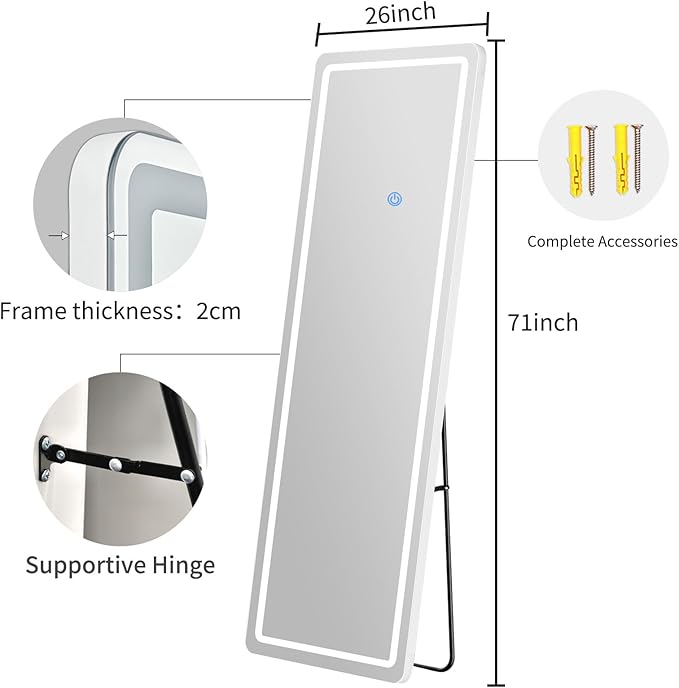 Full Length Mirror with LED Lights, LED Mirrors Full Length Floor Mirror Full