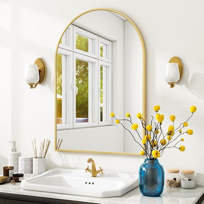 VooBang Arched Wall Mirror, 24 x 36 inch Arch Bathroom Mirror, Wall Mounted