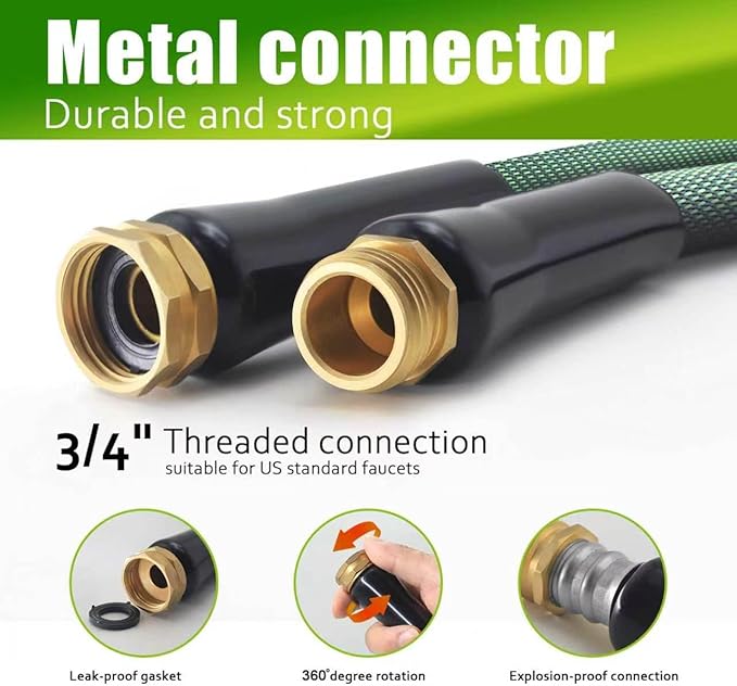 Garden Hose 5FT, Heavy Duty Water Hose with Aluminum Fittings, Puncture Proof All-weather, Ultra-Lightweight and Flexible, Watering and Cleaning for Outdoor, Lawn