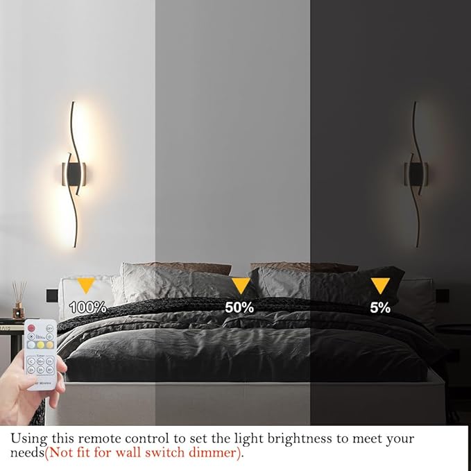 Daunton Modern Hardwired Wall Sconce Set of 2, LED Black Wall Light