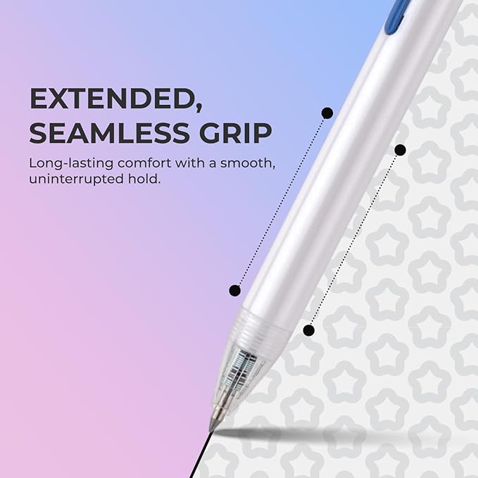 Thien Long Hoshi 6 PCs Premium Retractable Gel Pens Blue Ink, 0.5mm Fine Point, Auto-Lock Pocket Clip, Quick-Dry Japanese Ink - Perfect for Teacher, College, School & Office Supplies