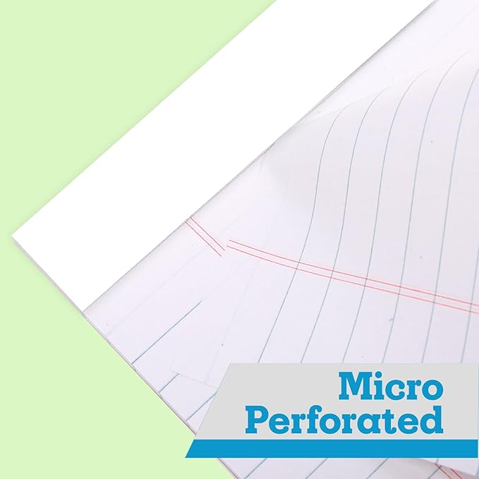 KAISA White Legal Pads Writing Pads Recycled Paper 8.5"x11.75" Wide Ruled Perforated 40 sheets Hard Back Notepads 8-1/2"x 11-3/4" Writing Tablet For Office Supplies Lined Paper (White 2pads)